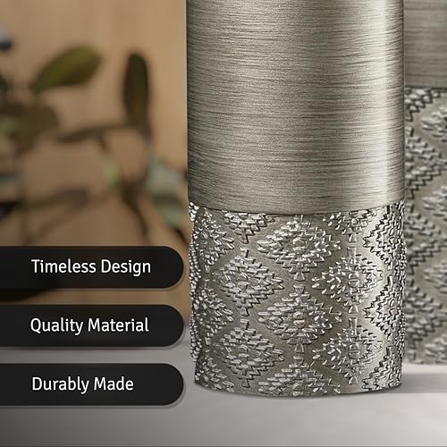 Creative Scents Dublin Silver Vases - Set of 3 Vases for Flowers, Decorative Vases, Farmhouse Decor, Premium Décor, Centerpiece Table Decorations for Your Kitchen, Bedroom, Office, Living Room - color: Silver