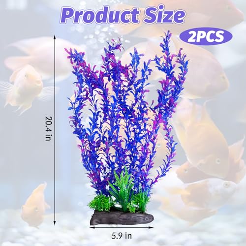 Hamiledyi Aquarium Plastic Plants Aquarium Decor Artificial Fish Tank Plants,Tall Fish Tank Decorations, Extra Large Aquarium Plant 20.4-inch Tall,2PCS - color: D*2 Pcs, size: 20.4 in