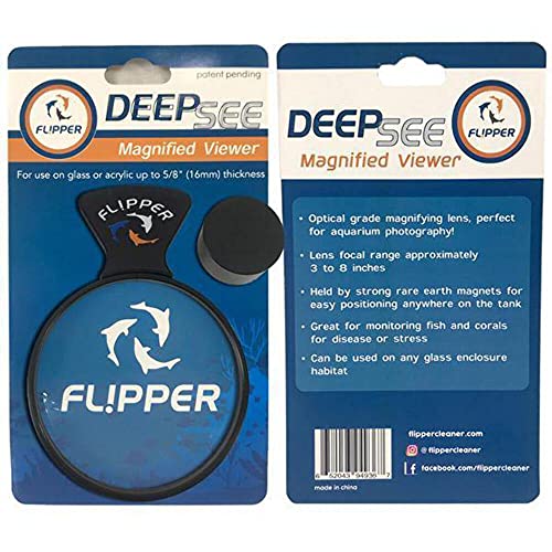 Flipper DeepSee 4" Magnetic Aquarium Viewer – Optical-Grade Magnifying Lens for Glass & Acrylic Tanks up to 5/8" Thick – Hands-Free Underwater Viewing for Fish, Corals & Aquarium Photography – Black - color: Black, size: STD 4"