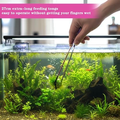 3PCS Stainless Steel Reptile Feeding Tongs with Rubber Tip, 10.6" Straight Curved Long Tweezers, Extra Long Aquarium Tweezers for Bearded Dragons, Lizards, Terrarium Tank Supplies