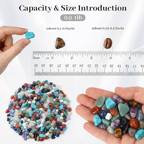 JOHOUSE Quartz Crystals, Crushed Chips Tumbled Polished Stone Beads Irregular Shaped Succulent Rocks for Plants Indoor Betta Fish Tank Gravel Vase Filler Crafts About 1lb(450g),10 Different Kinds - color: Assorted