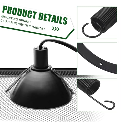 Mounting Spring Clips for Reptile Habitat Lighting Domes, Fits most reptile lighting domes,terrarium mesh screens, and heat lamp covers, 5.5"/8.5" Domes,Most Standard Domes and Screen Covers (3 pack)