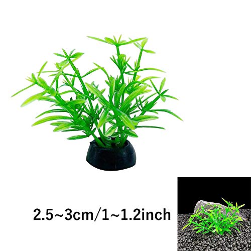 Aquarium Plant Fish Tank Decoration 20 Pieces Small/1" Tall Plastic Artificial Plant Goldfish Hidden Mini Grass Set (Green-A) - color: Green-a