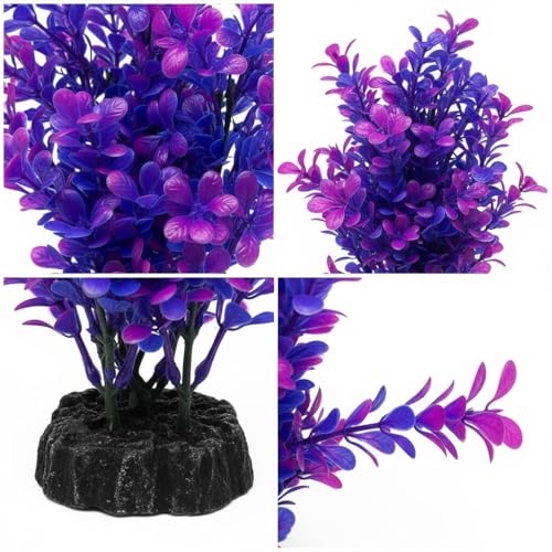 Mipukbay Purple Aquarium Plants - Artificial Plastic Fish Tank Decor, Realistic Ornament Safe for Fish & Shrimp, Low-Maintenance Aquascaping Plants for Freshwater/Saltwater Tank Landscaping - color: Purple-1