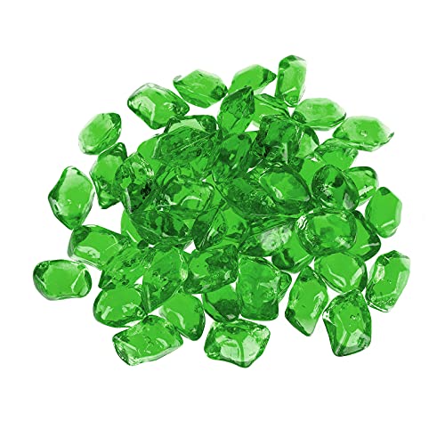 Onlyfire 1/2-Inch Polygon Fire Glass, 10 Pound Pack Glass Rock for Fireplace Fire Pit & Lanscaping, High Luster Green - color: Green, size: 1/2 inch