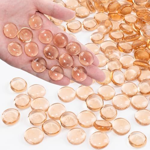 Pink Flat Glass Marbles, 0.97 lb Transparent Vase Filler Pebbles Gems, Decorative Glass Beads for Vases, Crafts, Floral, Mancala Stones, Centerpieces, Aquarium Rocks for Fish Tank(Approx. 80-100 PCS) - color: Pink