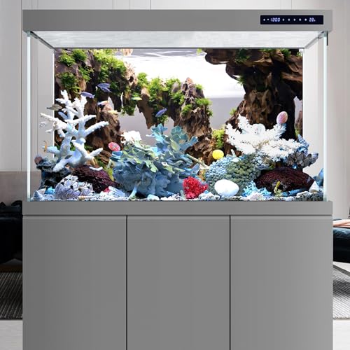 AWERT 48x24 inches Viewing Stone Fish Tank Background Aquatic Plant River Bed & Lake Aquarium Background Seaweed Aquarium Vinyl Background - size: 48x24in/120x60cm