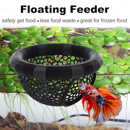 Floating Betta Hammock and Feeding Ring, Aquarium Beta Hideout, Cave, Bed, Resting Spot, Betta Fish Toys and Decor - color: Round-Black