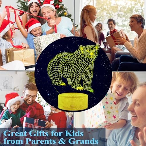Polar Bear Night Light, 3D Illusion Lamp, RGB16 Colors Changing, Remote Control, Dimmable, Kids Room Decoration, Xmas Bear Gifts - color: Bear