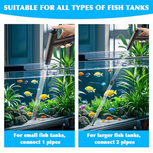Fish Tank Aquarium Vacuum Gravel Cleaner, Fish Tank Cleaner Kit, Aquarium Siphon Pump Gravel Cleaners, Water Change & Wash Sand Aquariums Cleaning Tools(COLOR:White)