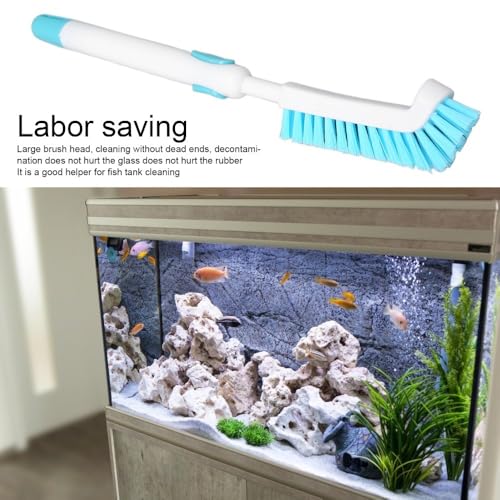 Blue ABS Fish Tank Cleaning Brush Multi-Function Cleaning Moderate Hardness Retractable Aquarium Care Brush