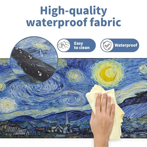 Starry Night Cat Gaming Mouse Pad Large Desk Mat Extended Keyboard Mouse Pad Anime Mousepad with Non-Slip Base and Stitched Edge Mouse Mat Desk Pad 31.5 x 11.8 Mouse Pads for Desk Home Office Gaming - color: Starry Night Cat