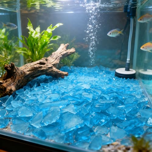 Keedolla Tumbled Sea Glass for Crafts - 10 OZ Sky Blue Seaglass Pieces Flat Frosted for DIY Art Crafts, Vase Filler, Beach Weddings, Aquarium and Home Decor - color: Sky Blue, size: 10 OZ / 0.63 LB
