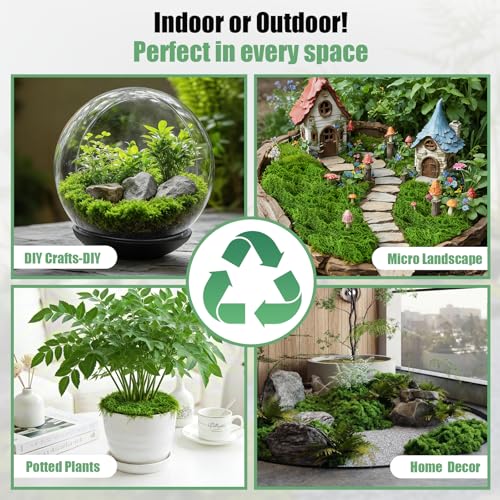 Fake Green Moss for Potted Plants Indoor, 5.3oz Artificial Moss for DIY Crafts, Decorative Faux Grass for Planters, Model Making,Table Centerpieces,Walls, Wedding, Terrariums, Fairy Garden Accessories - size: 5.3oz