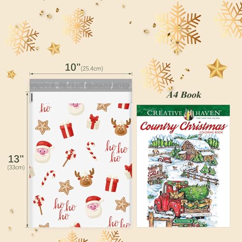 Fuxury Christmas Poly Mailers 10x13 Inch 50Pcs,Shipping Bags for Clothing,Strong Adhesive Shipping Envelopes for Small Business, Self Seal Poly Bag Mailing Envelopes White Santa Gift Decor - color: White Christmas Santa, size: 10x13'' 50pcs