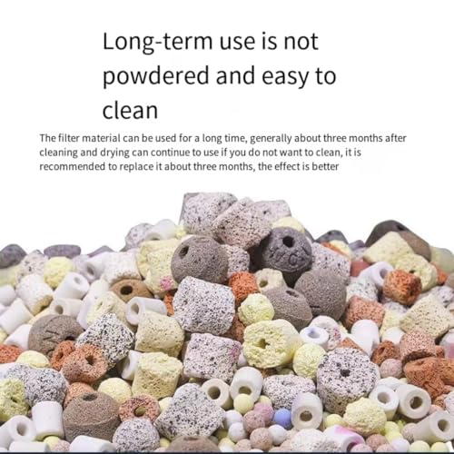 1000g, 2.2lb Aquarium bio Media,6 in 1 Ceramic Filter Media for Aquarium Sump Filter Ceramic Rings Activated Carbon Bio Balls bio Balls Ceramic Rings Set with mesh Bag