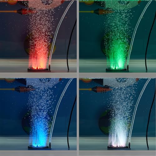 Carefree Fish Aquarium USB LED Light 2Inch Air Stone Timer with 3Ft Slicone Tubing Fish Tank Bubbler or Freshwater and Saltwater Fish Tank（Not Included Air Pump）