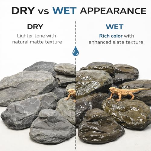 20lb Natural Stone Turtle Rocks for Tank 8-10pcs Basking Platform Stone, Natural Slate Rocks for Reptiles, Aquarium & Aquascape Decor(2-10 Inches) - size: 20lb(8-10pcs)
