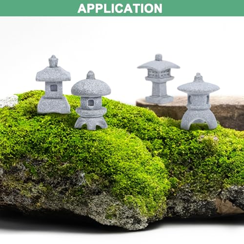 M METERXITY 1 Set Miniature Lantern Pagoda Statues, Sandstone Tiny Home Landscape Accessories Japanese Decor Mini Chinese Pagoda for Aquarium/Fish Tank/Garden Decor