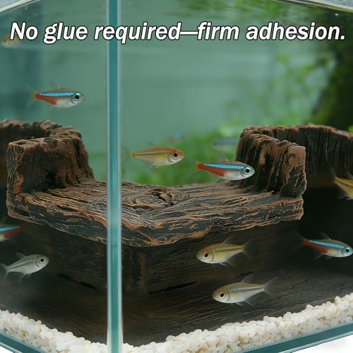 90° Corner Aquarium Tunnel Hide for Fish, Realistic Driftwood Stump Hides for Aquarium, Safe Resin Fish Cave for Betta, Shrimp, Corydoras, Axolotls (5.1"x5.1"x2.8")
