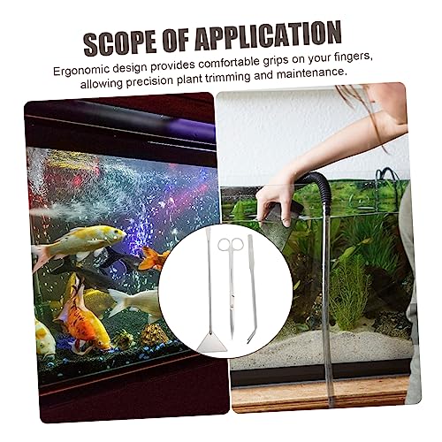 1 Set Portable Aquarium Tools Set Multi Function Stainless Steel Tweezers Scissors Scraper for Aquascaping and Plant Maintenance Freshwater Tanks