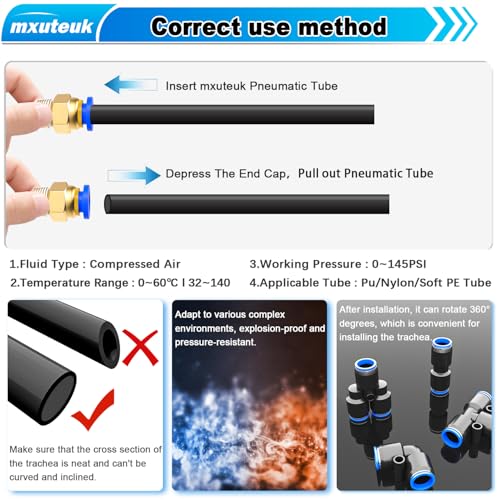 mxuteuk 5/16" Air Line Tubing Kit,5/16 Inch(8mm) OD x 32.8 Feet(10 Meter) Polyurethane PU Tube and 5/16 Inch OD Push to Connect Fittings - style: 5/16" OD Hose
