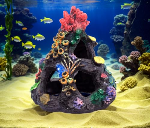 Aquarium Coral Rock Mountain Cave Set Fish Tank Decoration Coral Ornament Aquarium Plant Fish House for Betta Rest Hide