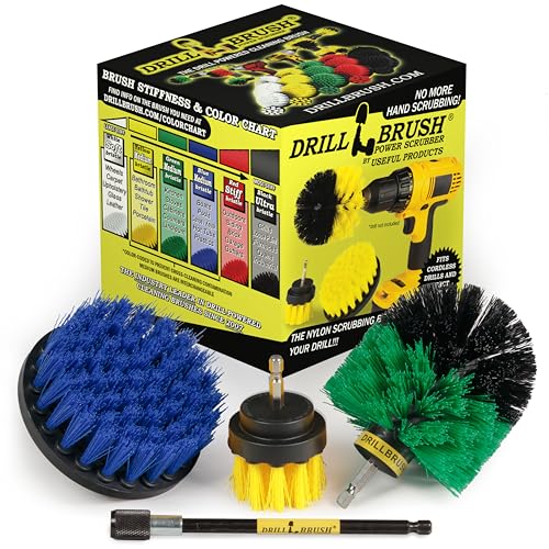 Drillbrush Shower Scrubber Drill Attachment - Car Detailing Tools - Dishwasher Safe Drill Brush Scrubber For Cleaning Tubs, Sinks, Tile, Grout, Flooring, Carpet, Leather, Seats, Boats, Kitchens, Ovens - color: Yellow, Green, Blue