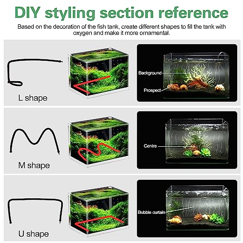 Air Stones for Aquariums,Deformable Long air Stone 60cm (23.6inches) Supple Aquarium air Stones fit for widely Aquarium air Pump, Rich Styling Aquarium Bubble Decorations wall