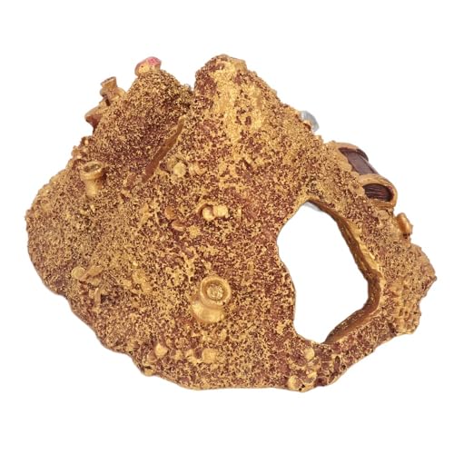 Resin Gold Treasure Mountain Decoration Hollow Design Hideouts Underwater Landscape Mountain Shape Aquarium Ornament