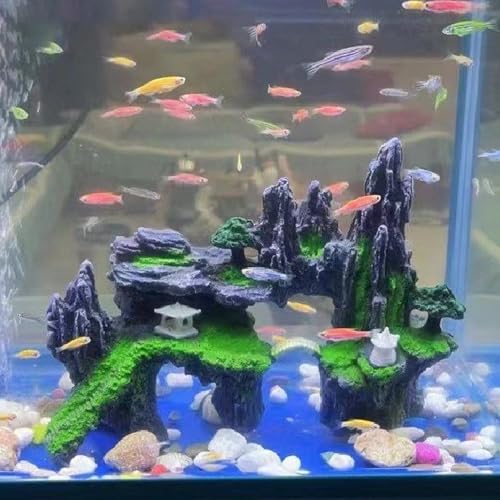 Resin Aquarium Mountain Ornament | Realistic Rock Cave Fish Tank Decorations, Neutral Hideaway for Betta, Guppies & Small Fish, Freshwater & Saltwater Safe