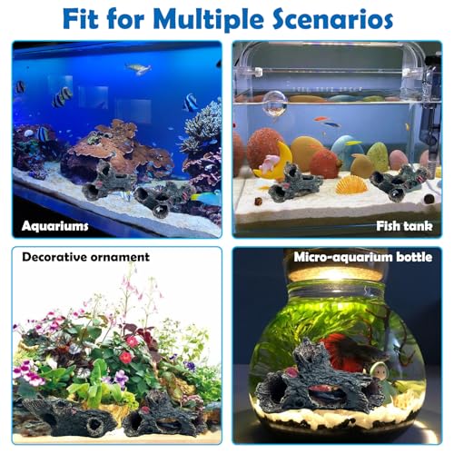 2 Pcs Decaying Trunk Aquarium, Betta Fish Ornament, Freshwater Ornament - Small Resin Aquarium Decoration Log, 20 Gallon Fish Tank Wood with Holes & Aquarium Hideout Caves