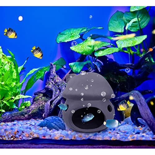 WishLotus Aquarium Cave Decoration, Durable Aquarium Fish Hideout Ceramic Fish Tank Ornament Mushroom House Fish Tank Betta Hidden Tunnel for Fish and Shrimp Rest Play and Natural Breeding (Brown) - color: Brown