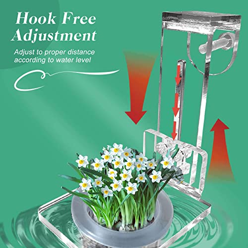 Upgrade Acrylic Aquarium Plant Holder Hanging Aquatic Plant Holder,Adjustable Hook Fish Tank Pot for Hanging Cultivation and Aquarium Decor - color: White + Hook