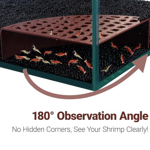Shrimp Tank Accessories – 2Pcs Fish Tank Decoration, 180° Viewing & Stable Hides for Shrimp Refuge & Spawning - color: Brown