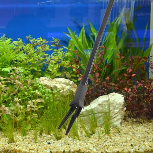 4pcs Long Aquarium Tongs - 20 Inch Plastic Tweezers for Easy Plant Maintenance - Aquarium Grabber Tool for Freshwater and Saltwater Tanks, Fish Feeding 50cm - color: Black