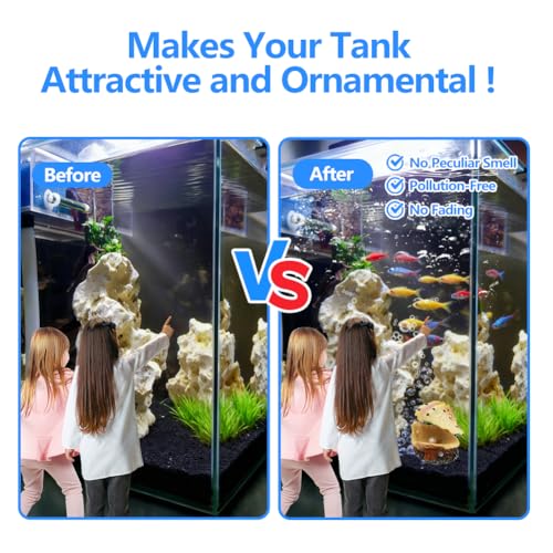 Abnaok Aquarium Shell Decoration, Tropical Clam Live-Action Ornament, for Fish Tank Aerating, Aquarium Oxygenated - Shell Pearl Air Stone Bubble Decoration - color: Beige