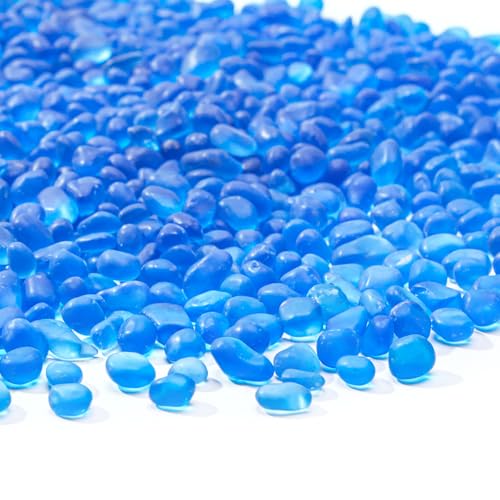 Keedolla 0.5 Lb Blue Glass Aquarium Rocks Fish Tank Gravel Bulk Polished, 6-9mm Frosted Sea Glass Stones Marbles for Aquarium Decor Rocks, Vase Fillers, DIY Crafts - color: Sea Blue, size: 0.5 LB