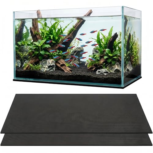 TEHAUX 2PCS Aquarium Leveling Mat, 30 x 15 Inch Neoprene Non-Slip Shockproof Fish Tank Pad, 0.2" Thick Waterproof Tank Base Cushion for Uneven Surfaces, Floor & Desktop Protector (Black)
