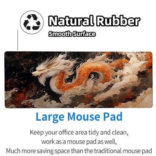Dragon Mouse Pad, Cloud Extended Large Desk Mat 28x16in, Gaming Mouse Pad with Non-Slip Rubber Base, Stitched Edges Mousepad Waterproof, Computer Desk Accessories, Keyboard Mat, for PC, Gaming 4-4258 - color: Dragon8, size: 28x16in