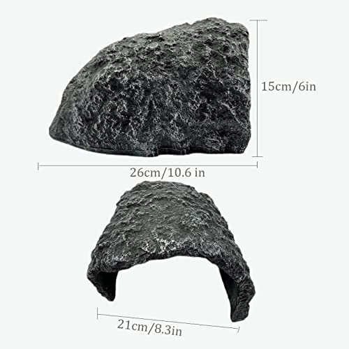 Large Realistic Rock Reptile Hide Cave, Terrarium Aquarium Decor Hideout for Bearded Dragons, Lizards, Snakes, Geckos, Turtles & Tortoises