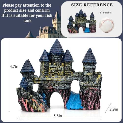 Fish Tank Decorations,Vintage Castle Cave Hideouts & Resin Aquarium Decorations,Fish Tank Accessories, Safe for Betta Fish
