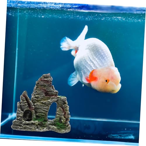 Fish Tank Mountain Decoration Rock Cave Resin Ornament for Aquatic Terrarium Compact Aquarium Decor for Small Spaces Easy Setup Visually Striking Design