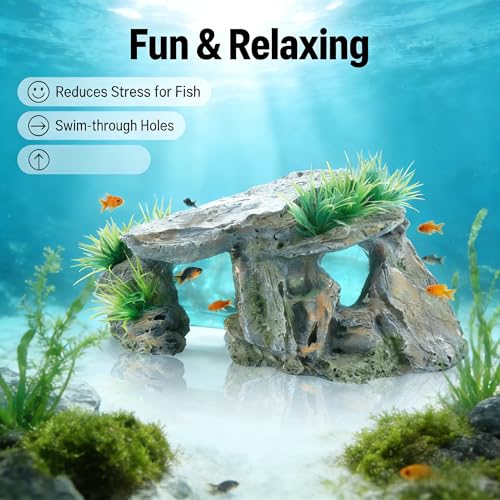 Betta Fish House Aquarium Decor, Resin Hollow Tree Trunk Hideout Cave, Universal Size for All Aquariums, Safe for Small Fish Shrimp & Reptiles, Aquatic Pet Breeding & Resting Ornament
