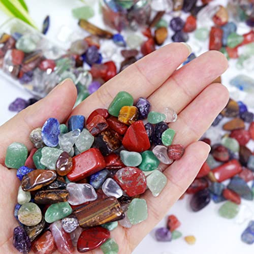 7Chakra Aquarium Gravel Rocks Natural Tumbled Healing Crystal Chips Bulk Gemstones Tumbled Crushed Stones for Fountain Vase Filler Planters Decorative Fish Tank Potted Reiki Energy Balancing 0.44lb - color: Mix-color, size: 0.44 Pound