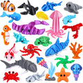 25 Pcs 3D Printed Ocean Animals Set, Flexible Articulated Mini Sea Animal Figurines Fidget Toy Desk Pets, Ideal for Party Favors Birthday Gifts Office Desktop Home Decor - style: 25Pcs-3D Ocean Animals