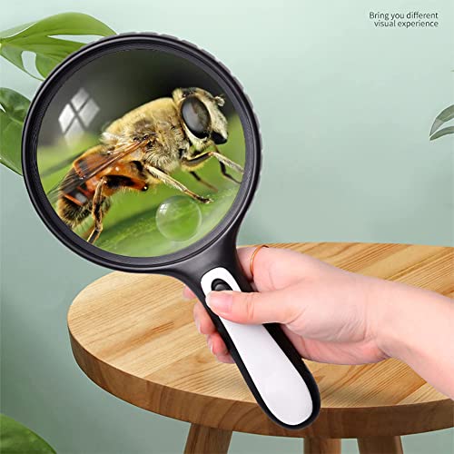 Lighted Magnifying Glass Handheld，10X / 25X Large Magnifying Glass with Light，Led Magnifiers for Seniors,Reading Books, Medicine Bottle Small Font