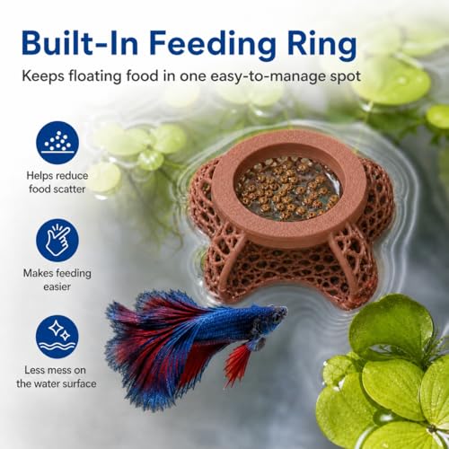Aquarium Hideout Decor House, Fish Tank Ornament for Small Fish & Shrimp, Floating Cave Decoration for Aquariums(Brown)