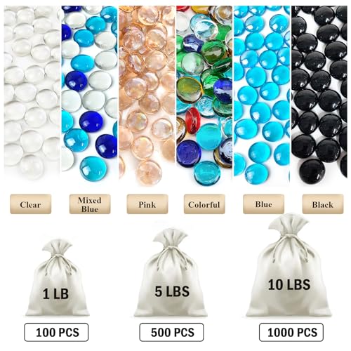 FANTIAN 5 lbs Pink Glass Beads for Vases,About 500 Pcs Glass Pebbles Marbles for Vase, Aquarium, Candle, Crafts, Centerpieces and Wedding Decoration - color: Pink, size: 5 Pounds