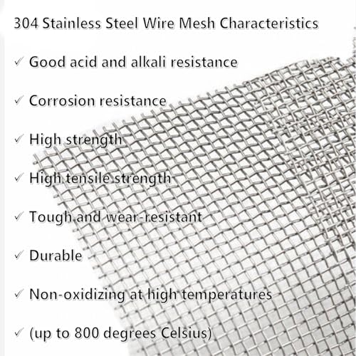 304 Stainless Steel Woven Mesh, 8 Hard and Heat-Resistant Woven Mesh 8"X11.8" (20X30cm) for Air Vent, Animal Cage, Cabinets, Aquarium Wire Mats (4Pack, 8in x 11.8in)
